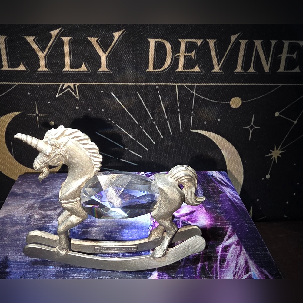 Silver Unicorn Rocking Horse Figurine
